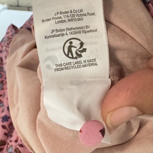 BODEN Size 6 R Floral Sleeveless Smocked Mini Dress ruffles Pink Spring/summer - Picture 11 of 11